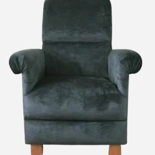 Kids Armchair Laura Ashley Villandry Charcoal Grey Fabric Children's Chair Black