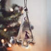Moongazing Hare Fused Glass Christmas Tree, wall art, window hanging, ornament
