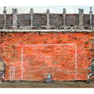 Glasgow Tenement Prints - Kick the can Ink Drawing