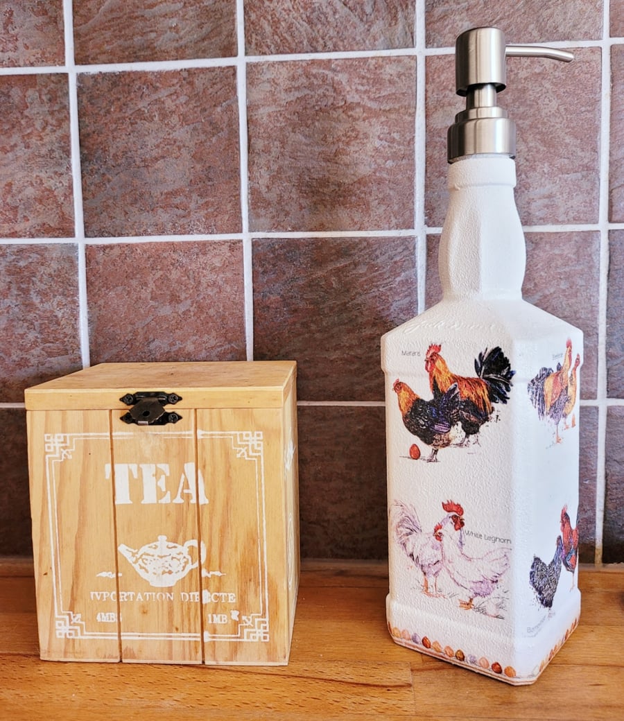 Country Inspired Decoupage Soap Dispenser