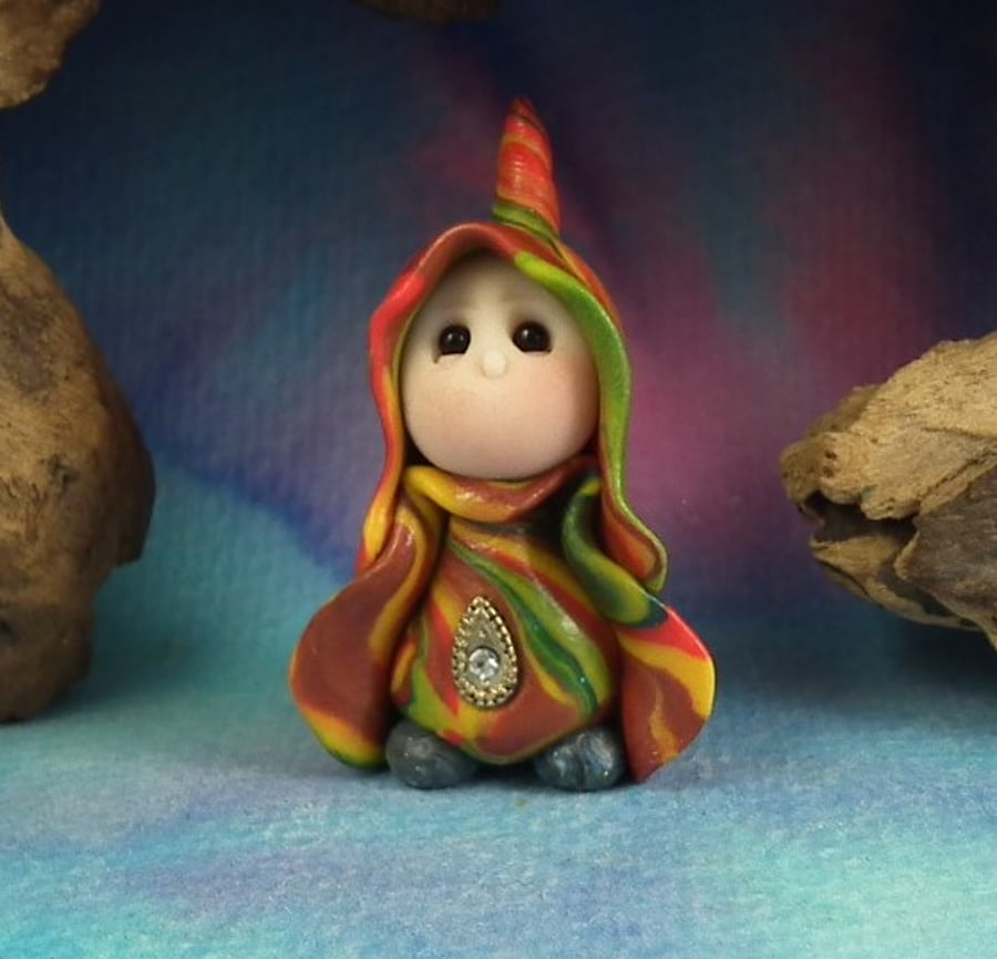 Spring Sale ... Tiny Garden Gnome 'Jin' OOAK Sculpt by Ann Galvin