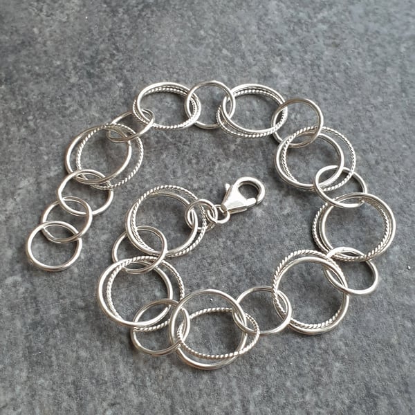 Sterling silver twisted link bracelet, Classic silver jewellery