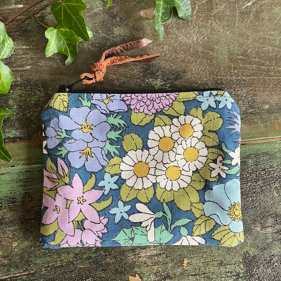 Vintage Sanderson Amabel cotton coin purse retro floral fabric