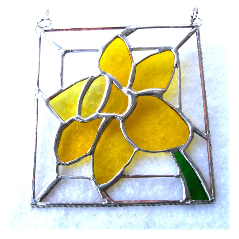 Daffodil Stained Glass Framed Suncatcher Spring Flower 045