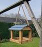 Handmade Wooden Hanging Bird Table Fully Assembled 32x32x28cm Blue Grey Roof