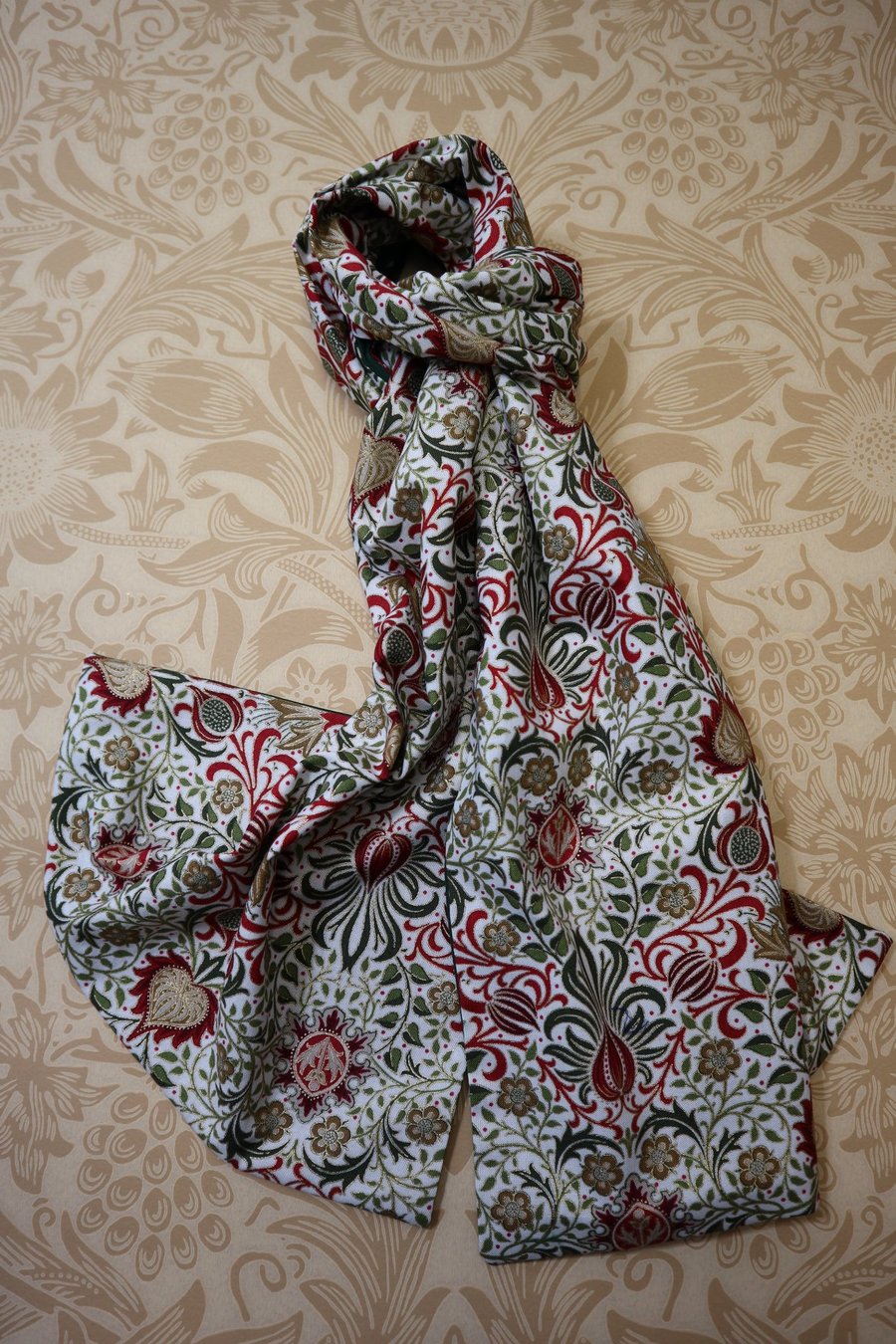 William Morris Scarf Persian Red and Green
