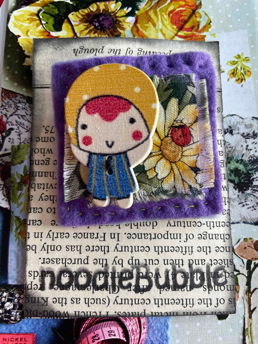 Toadstool Girl Quirky Brooch 