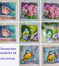 Pick your own cards pack of four bird and floral cards (pack 3)