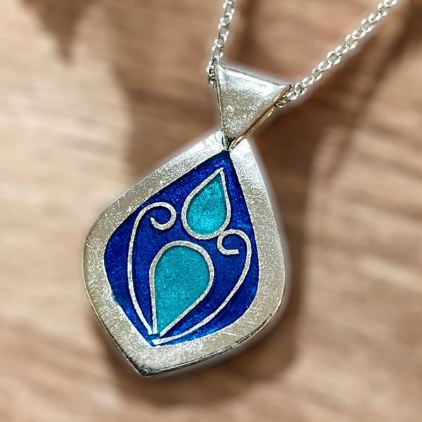 Blue enamel pendant