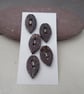5 Small Leaf Shaped Dark Copper Ceramic Buttons - Image 1