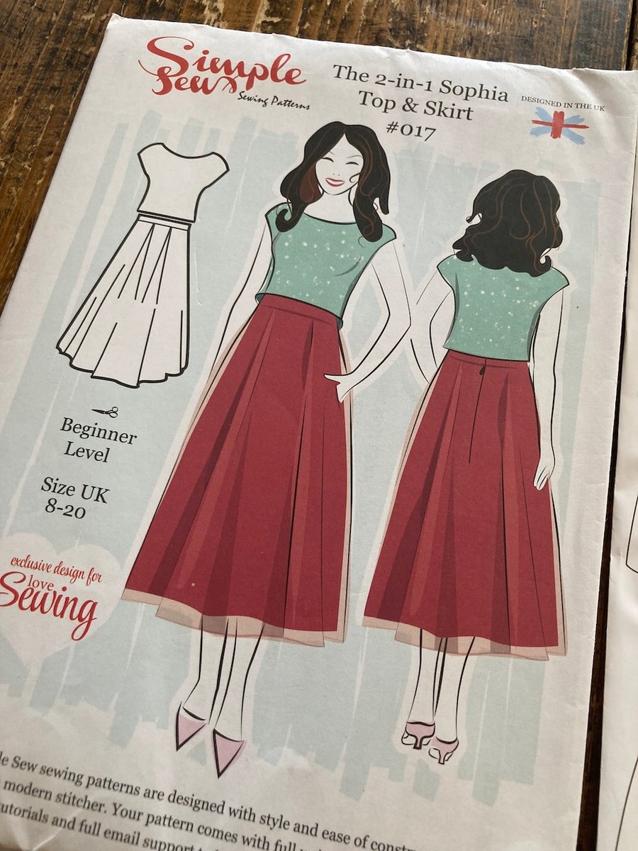 Simple Sew 2 in 1 Sophia Top and Skirt Size 8 - 20 Uk