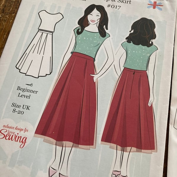 Simple Sew 2 in 1 Sophia Top and Skirt Size 8 - 20 Uk
