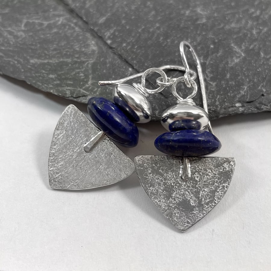 Sterling silver and lapis lazuli Shovel earrings