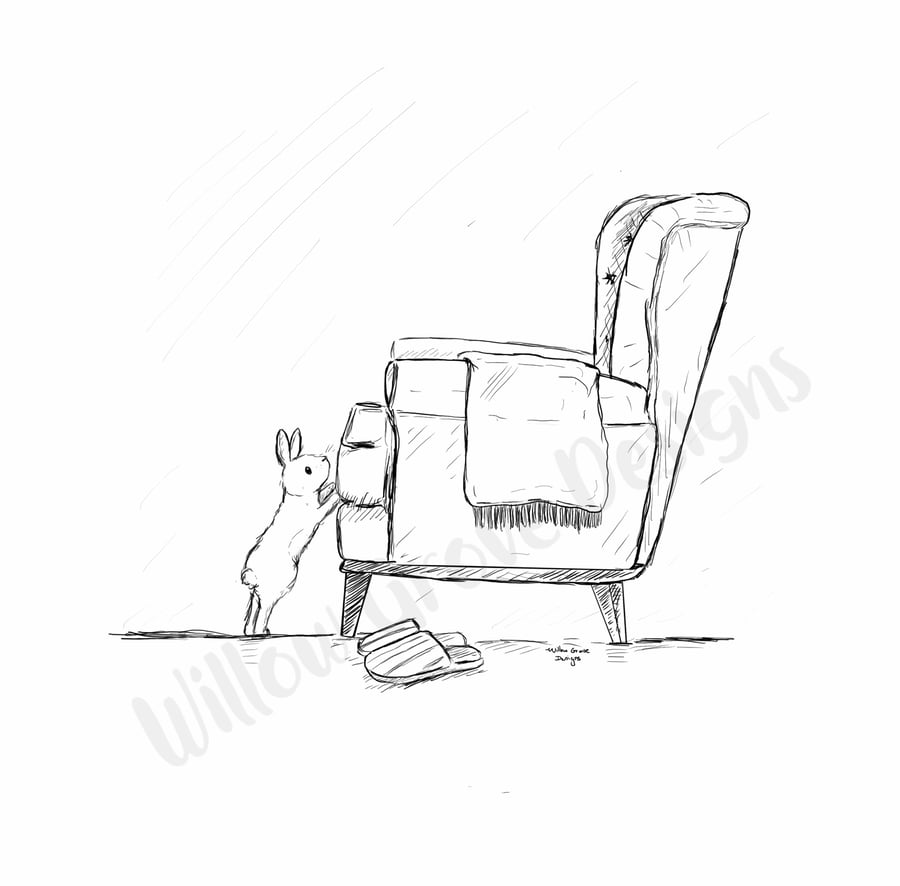 ‘The empty chair’ rabbit print 