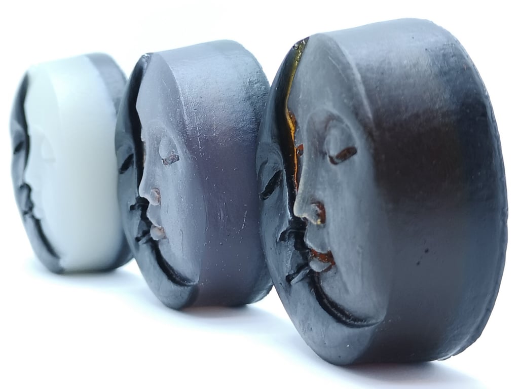 Moon and Sun. Soaps. Activated charcoal. Essential oils. Handmade. Skin friendly