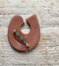 Red clay bird brooch.  - Image 2
