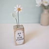 Clay Daisy Flower in a Printed Wood Block 'Be a Wild flower'