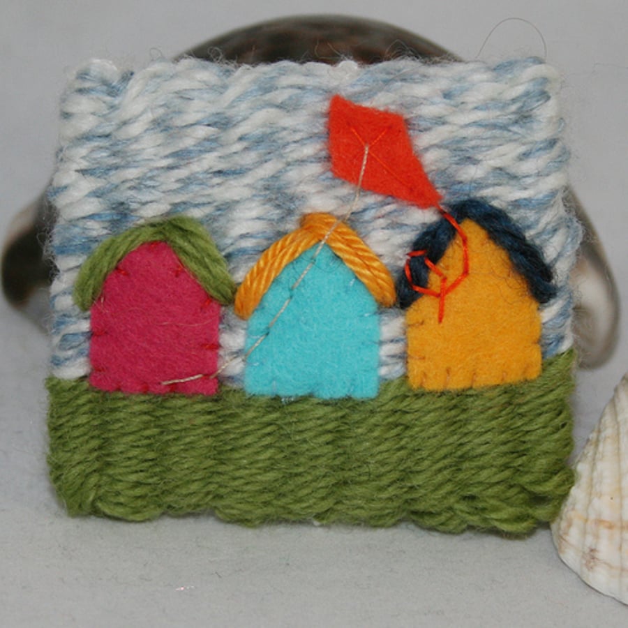 Beach Huts Brooch