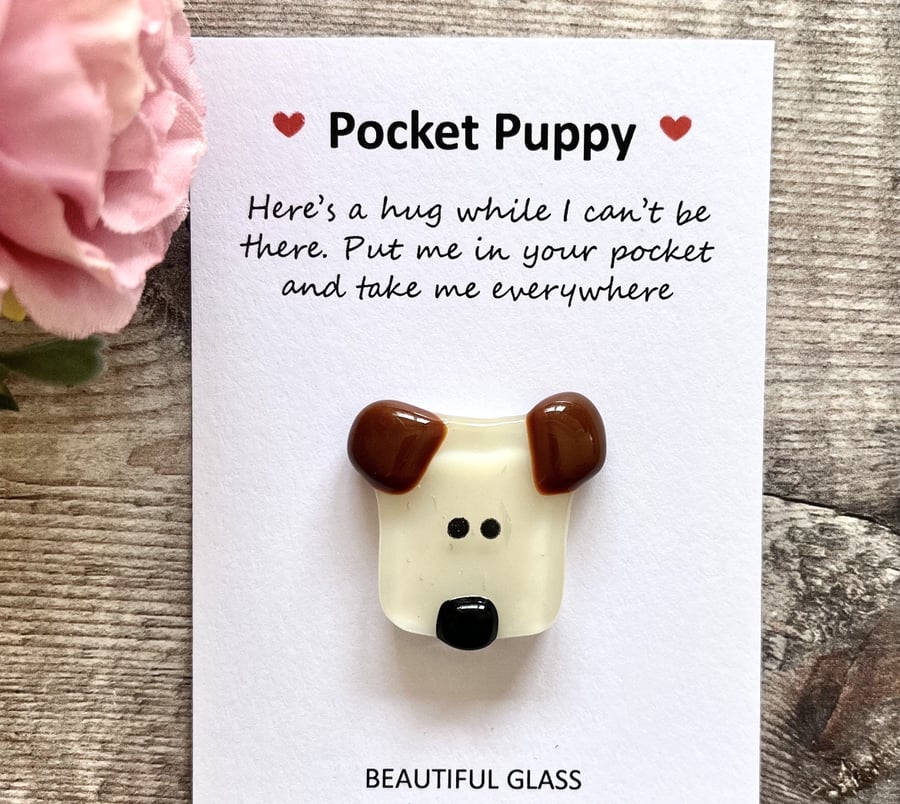 Puppy gift, Pocket hug, dog card, keepsake, gift for her
