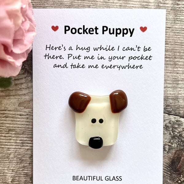 Puppy gift, Pocket hug, dog card, keepsake, gift for her