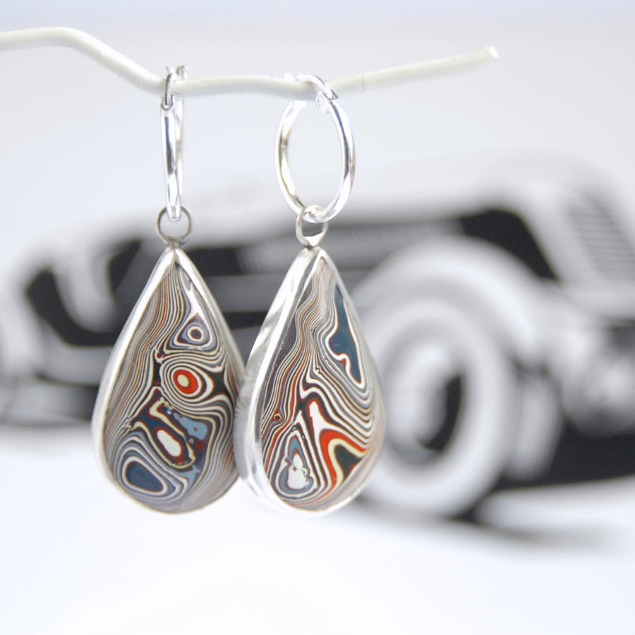 Reserved for Teresa - Vintage Vauxhall Viva fordite earrings