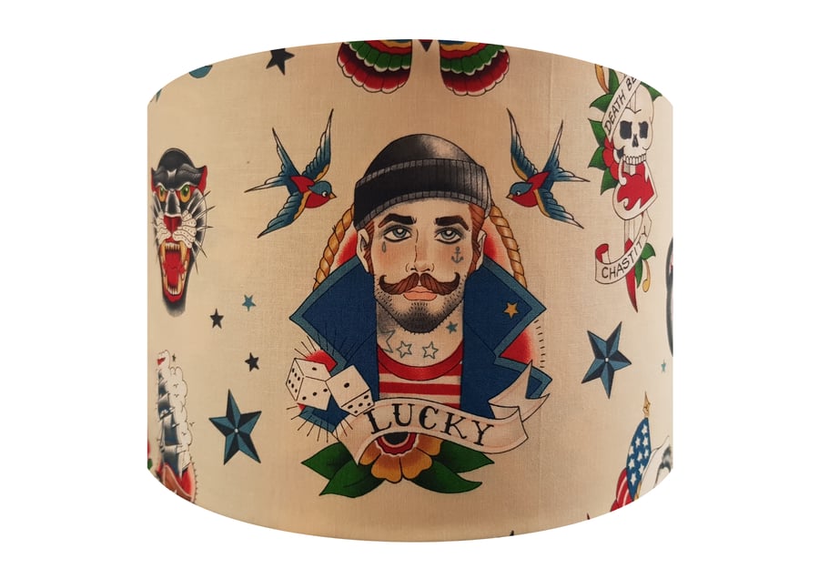 Handmade Vintage Sailor Tattoo Lampshade - Light Shade Vintage Home House Man