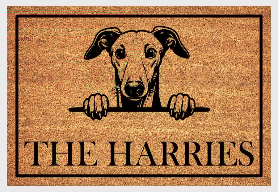 Whippet Door Mat No.1 - Personalised Whippet Welcome Mat - 3 Sizes