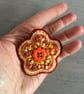 Hand Embroidered Marigold Flower Brooch  - Image 2