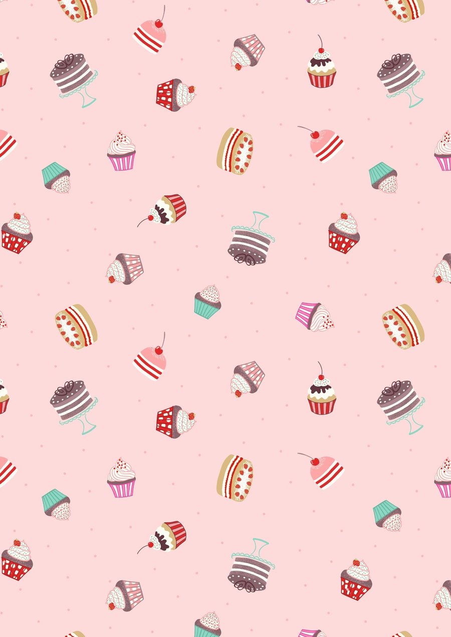 0.5 metre Cakes on Light Pink Lewis & Irene 100% Cotton Fabric (112cm wide)