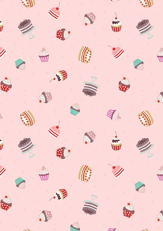 0.5 metre Cakes on Light Pink Lewis & Irene 100% Cotton Fabric (112cm wide)