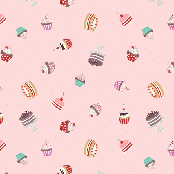 0.5 metre Cakes on Light Pink Lewis & Irene 100% Cotton Fabric (112cm wide)