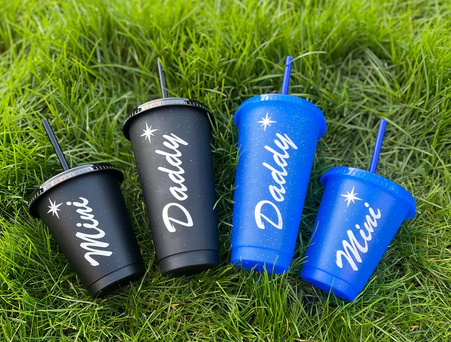 Mini & daddy cold cup with lid and straw