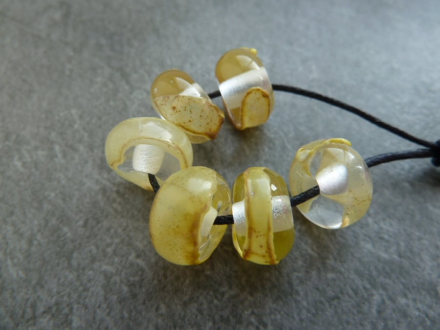 yellow shard lampwork glass beads