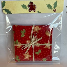 Festive Quilted Cotton Coaster, set of four. 