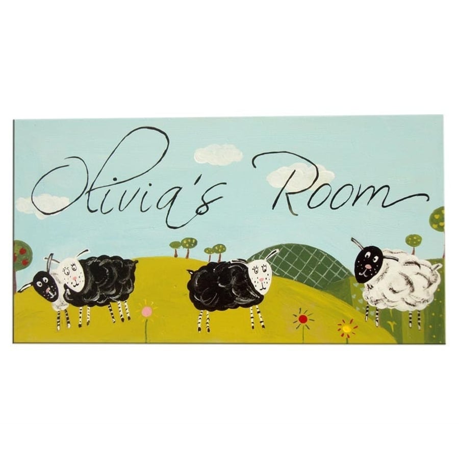 Baa Baa Black Sheep personalised door sign, Nursery Decor, Baby Gift
