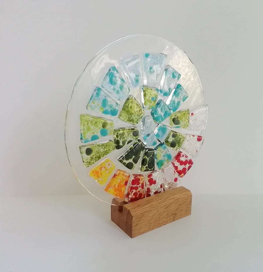Fused glass rainbow Ammonite