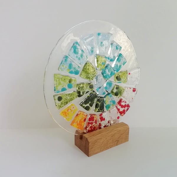 Fused glass rainbow Ammonite