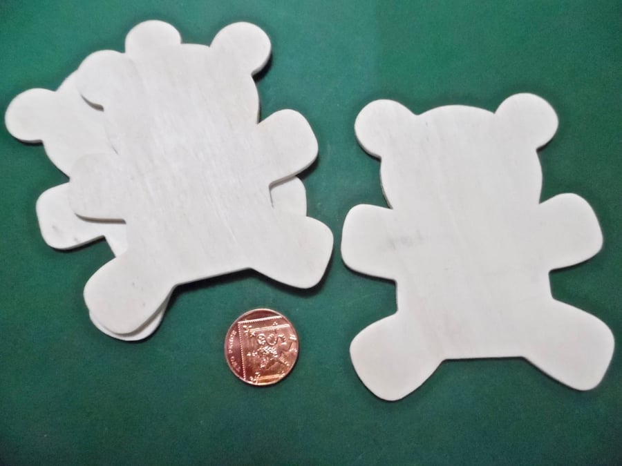 5 x Wooden Plaques   Unfinished 3mm Plywood TEDDY Shape NOT laser cut