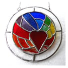 Rainbow Heart Ring Stained Glass Suncatcher Way to My Heart