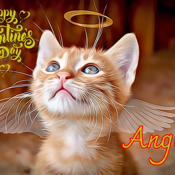 Happy Valentine's Day Angel Card A5