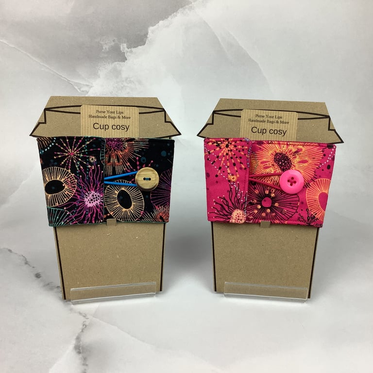 Seaside cup cosy, Jellyfish cup cosy, Mug sleeve, Handmade