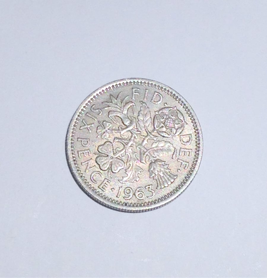 Lucky Sixpence Dated 1963 for Crafting