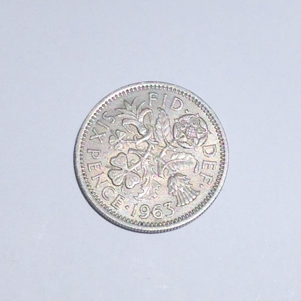 Lucky Sixpence Dated 1963 for Crafting