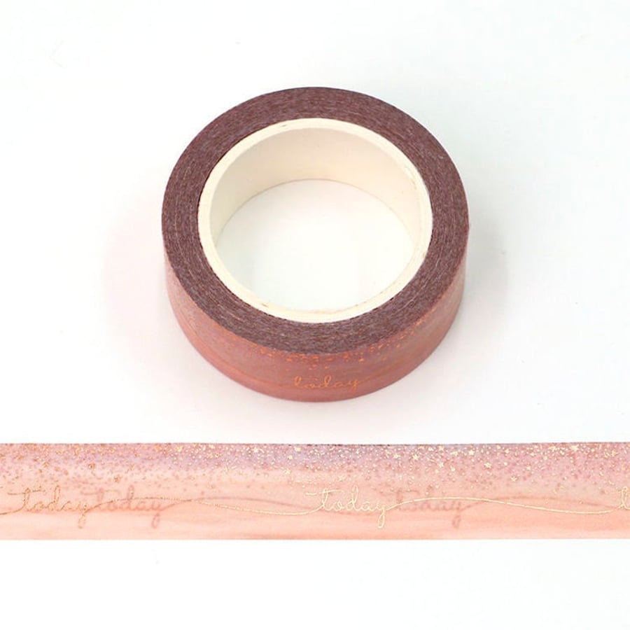 Today Bronzing Foil Embossed Pink Printing Washi Tape Decorative Self Adhesive M