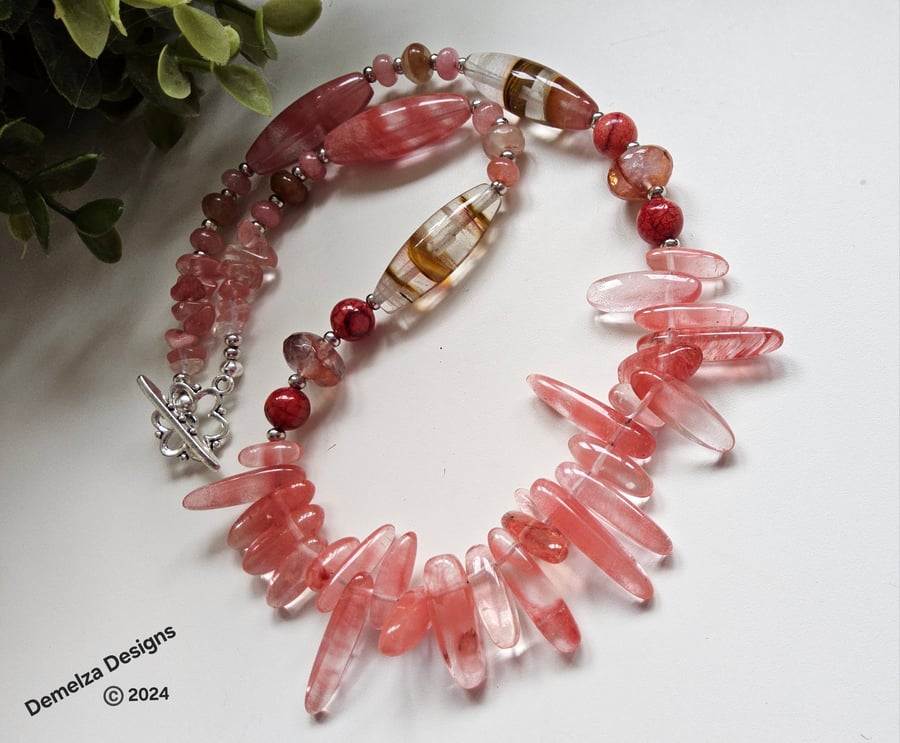 Designer Peach Quartz Designer Necklace