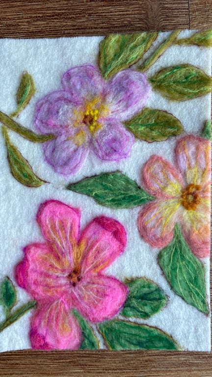Hand felted Alexandra Rose Textile Artwork 