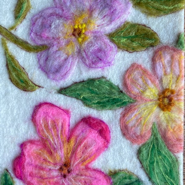 Hand felted Alexandra Rose Textile Artwork 