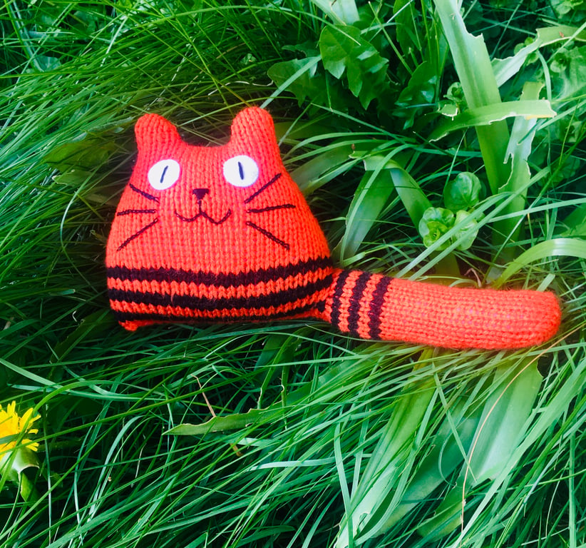 Orange and black kitten with stripes - gift idea for  a cat lady & cat man 