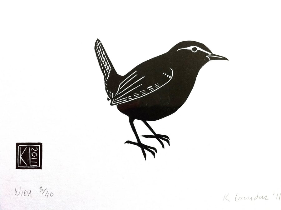 Wren: Woodcut Print (FREE UK POSTAGE)