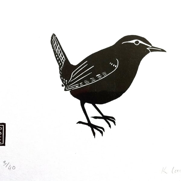 Wren: Woodcut Print (FREE UK POSTAGE)